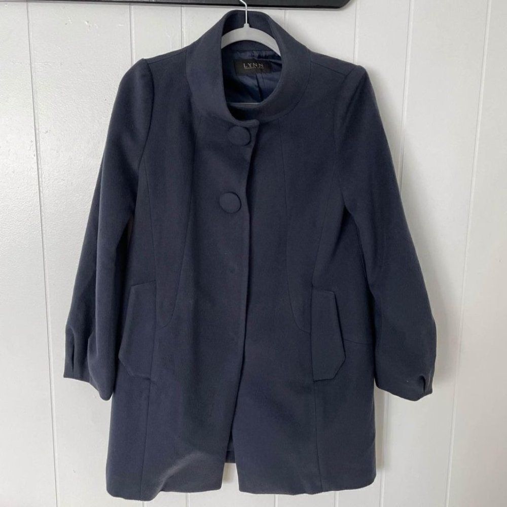 Lynn by Kenneth Lynn cashmere blend blue snap button jacket M